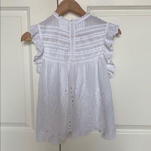 ZARA White Eyelet Shirt XS